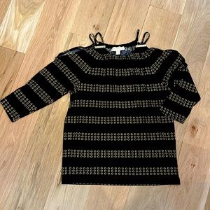 Black and gold, Michael Kors, top, open shoulder size M